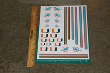 Dolphins & Hurricanes Uncut on Stickyback paper for Football Helmets DECALS ONLY
