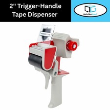 2" Carton Sealing Packing Tape Dispenser with Trigger Handle Grip Red Grey 2 Pcs