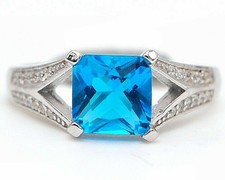 2CT Blue Topaz  Topaz 925 Solid Sterling Silver Ring Sz 6 NB1-2