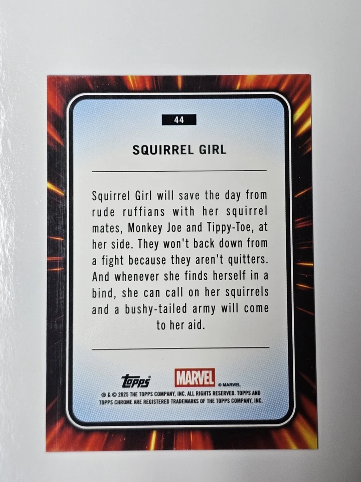 2025 Topps Chrome Marvel SQUIRREL GIRL Blue & Red Spider Web Refractor #11/62 - Image 2 of 2