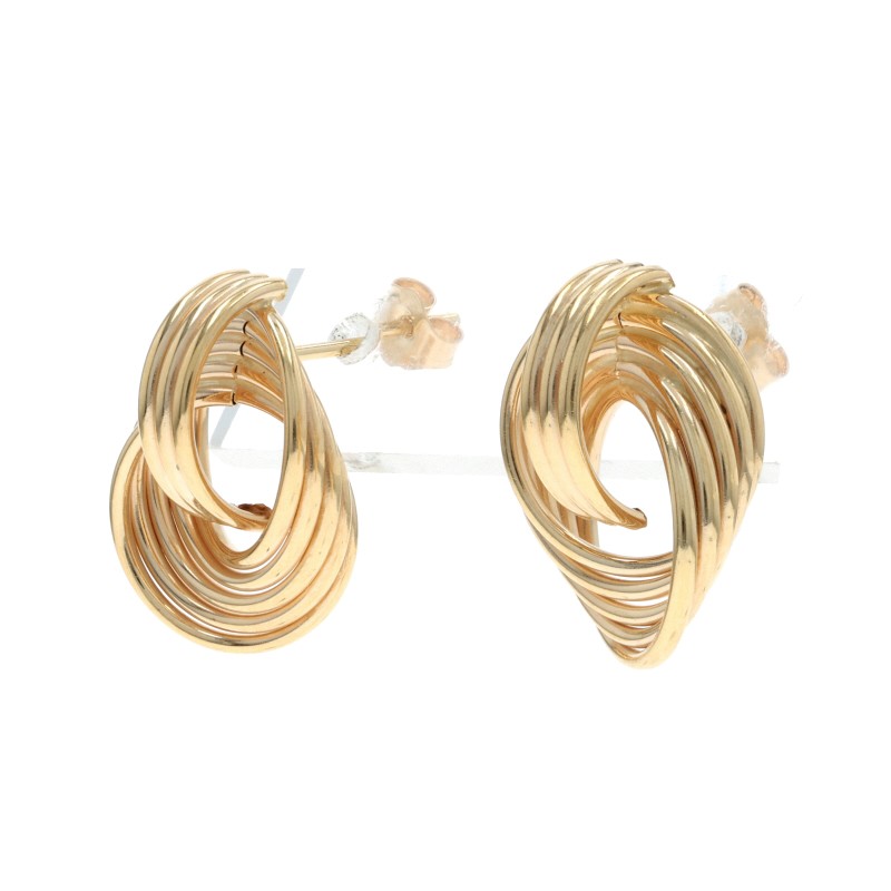 Yellow Gold Interlocking Circle Stud Earrings 14k… - image 2