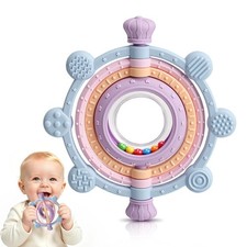 Baby Teething Ring Toys 3-6 Silicone Sensory Rattle Teether