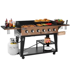 Royal Gourmet 6-Burner Gas Grill and Griddle Combo, 78,000 BTU Output, Yellow