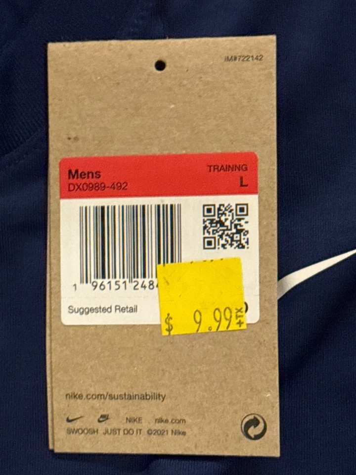 Camiseta Nike Dri-FIT DX0989-492 Para hombres Grande Alta Azul Marino Swoosh Atlética Nueva Foto 2 de 2