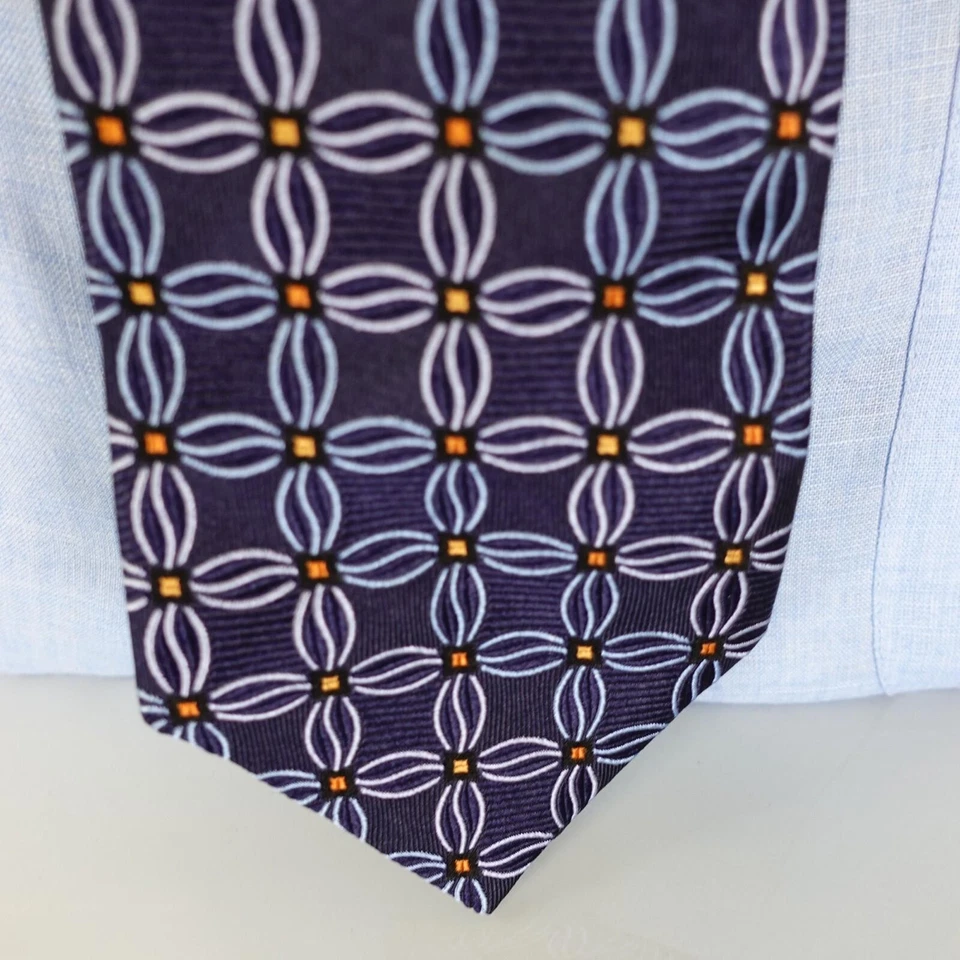 Jos A Bank Corbata Cuello Para Hombre Azul Floral Seda Traje Occidental Índigo Audaz Oscuro ITALIA Foto 2 de 4