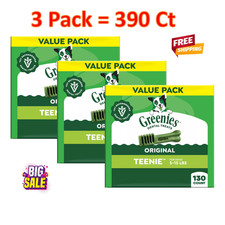 390 Count/3 Pack Greenies Adult Teenie Dog Dental Treats - Natural, Oral Health
