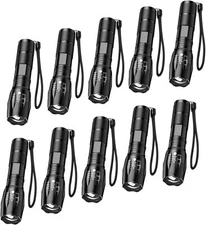 10 PACK! DISCOUNT! LED Tactical 5 Modes Zoomable Aluminum Flashlight 18650 / AAA