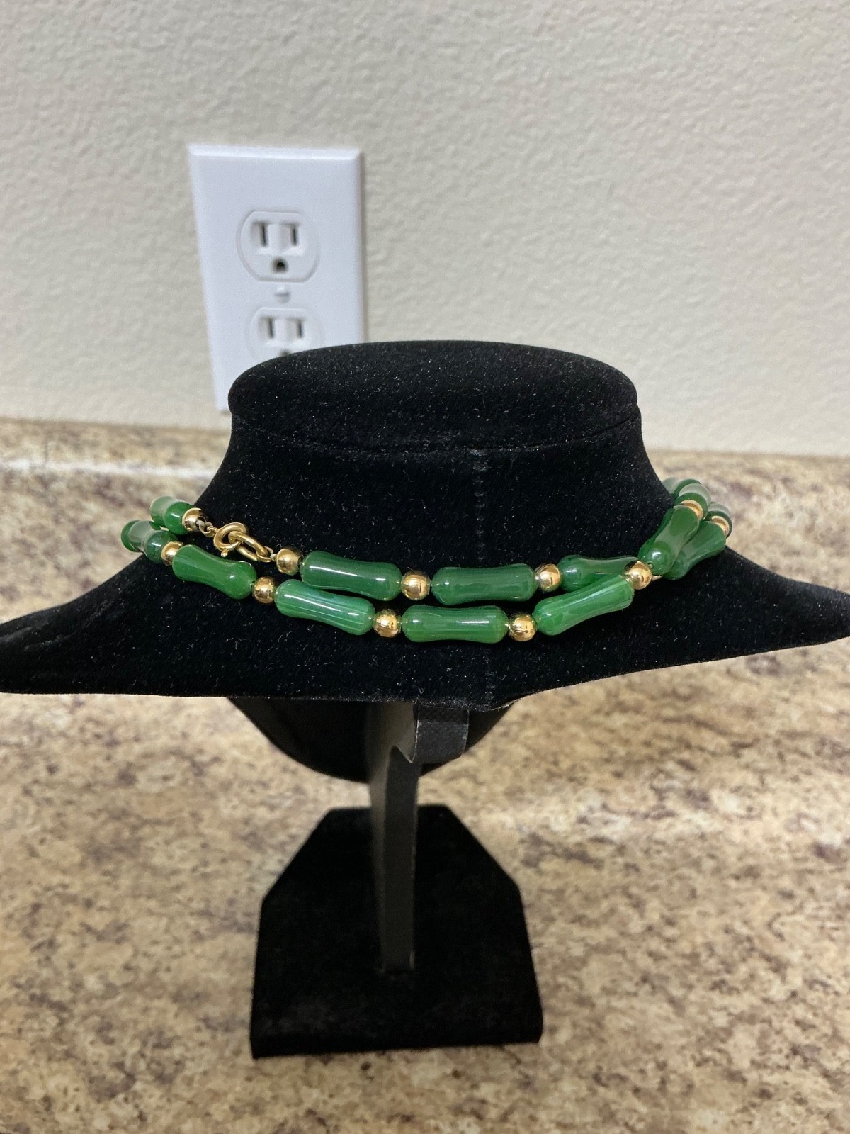 Napier Green Rectangular Beads Necklace Gold tone - image 3