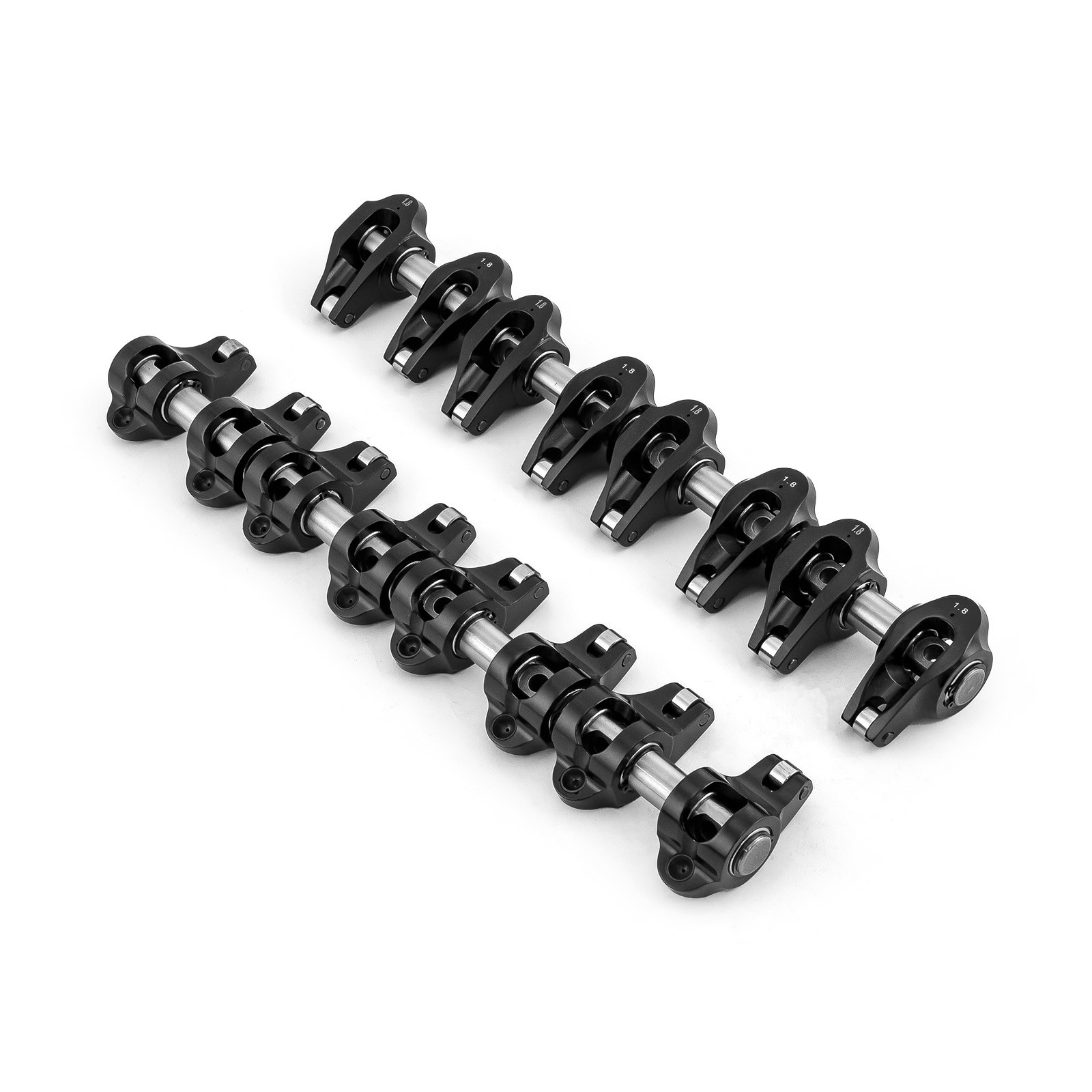 Chevy LS3 1.8 Ratio Aluminum Pedestal Mount Roller Rocker Arm Set Black