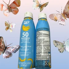 Walgreens SPF 50  Broad Spectrum Sunscreen Spray 5.5oz 3 Cans Exp 01/26 Banana