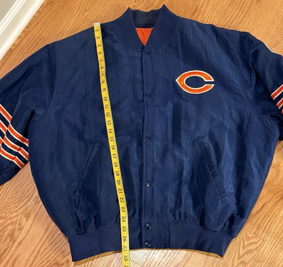 Винтажная атласная куртка 90-х Chicago Bears Starter NFL Pro Line XL темно-оранжевая - Изображение 4 из 4