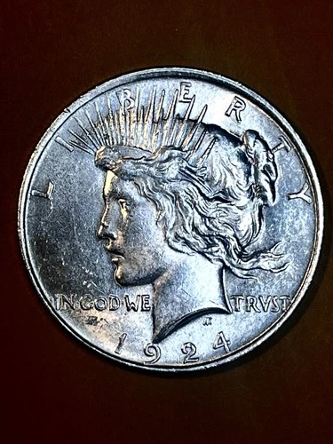 1924 S   PEACE Dollar  CH BU  BEAUTIFUL BLAZER  AG $100 T OZ