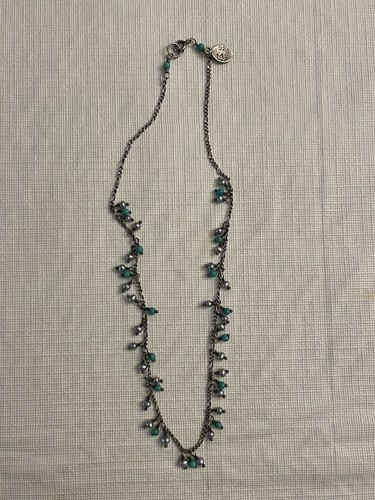 Dainty Designer Yvone Christa Sterling Gray Pearl Turquoise Necklace