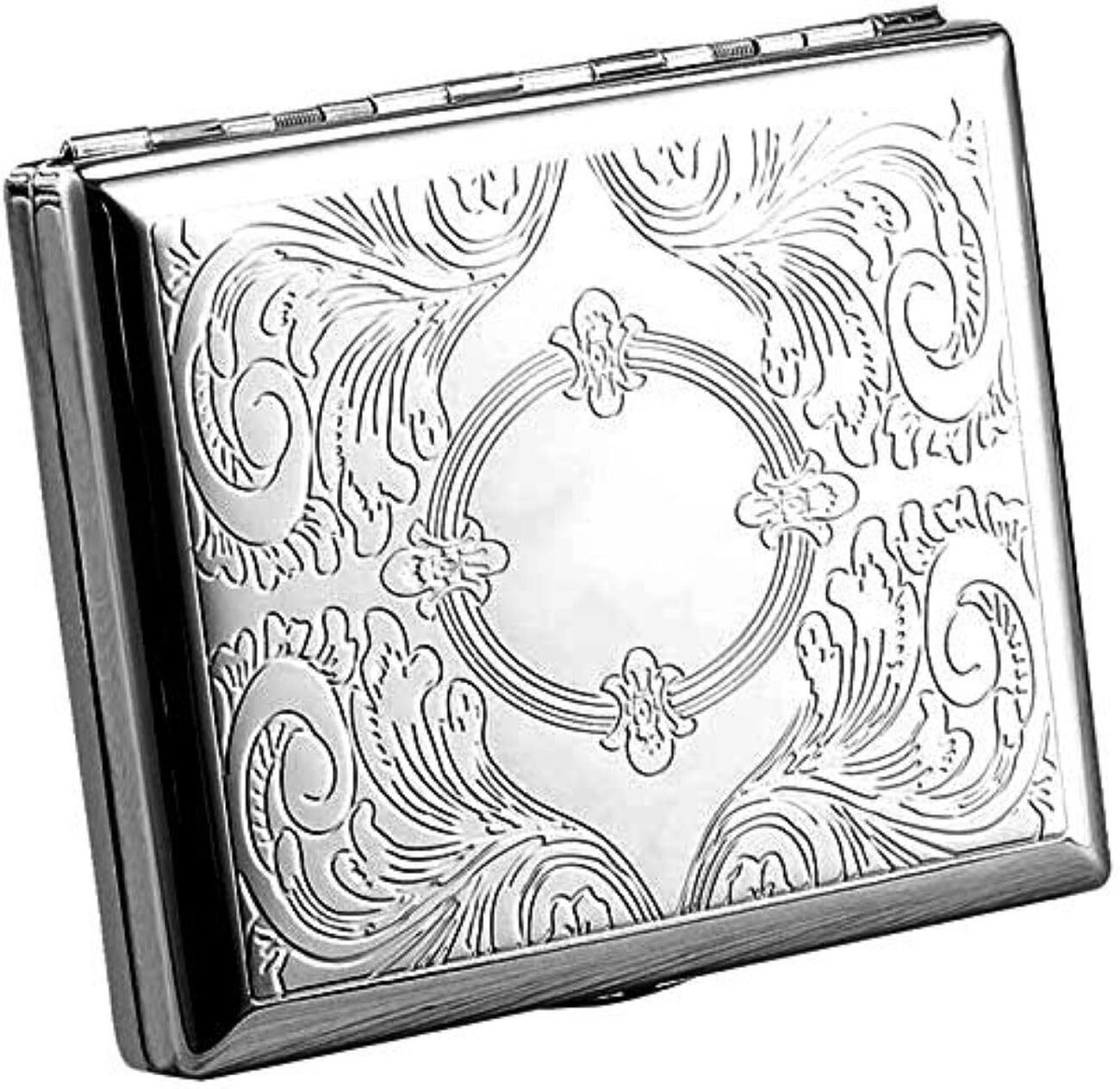 Vintage Metal Cigarette Case Box Silver Men Tobacco Holder for20s 90mm King  Size