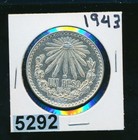 MEXICO - 1943 SILVER PESO - CAP & RAYS - #5292 POLISHED