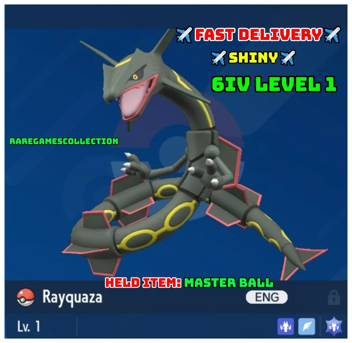 Ultra Shiny 6IV RAYQUAZA / Pokemon Sword and Shield / Hoenn 