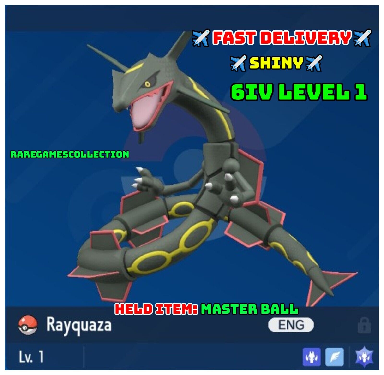 Rayquaza • Competitive • 6IVs • Level 100 • Online Battle-Ready