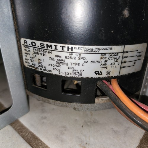 Used Rheem Ruud 51-23103-05 oem blower motor F48B56A94 208-230v 1/8hp 2sp - Picture 3 of 5