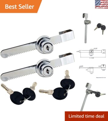 Chrome Ratchet Locks for Glass Doors - Keyed Alike, Set of 2 for Display Cases