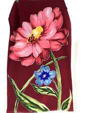 Diane Von Furstenberg signature scarf large wrap burgundy red with floral 66x20