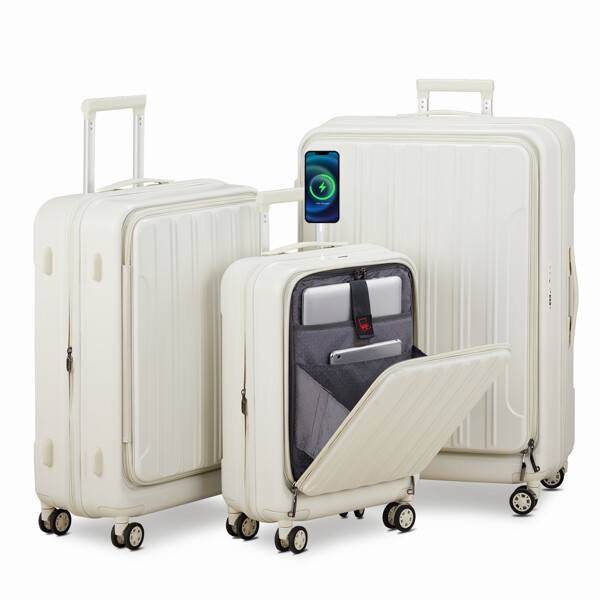 Luggage Sets 3 Piece, ABS+PC Front Open Hardshell Lightweight Luggages, Expandab-image