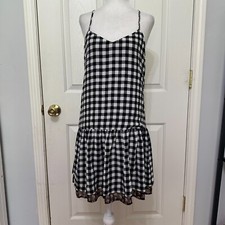PRINCESS VERA WANG GINGHAM FLORAL DROPPED WAIST SUMMER DRESS MEDIUM
