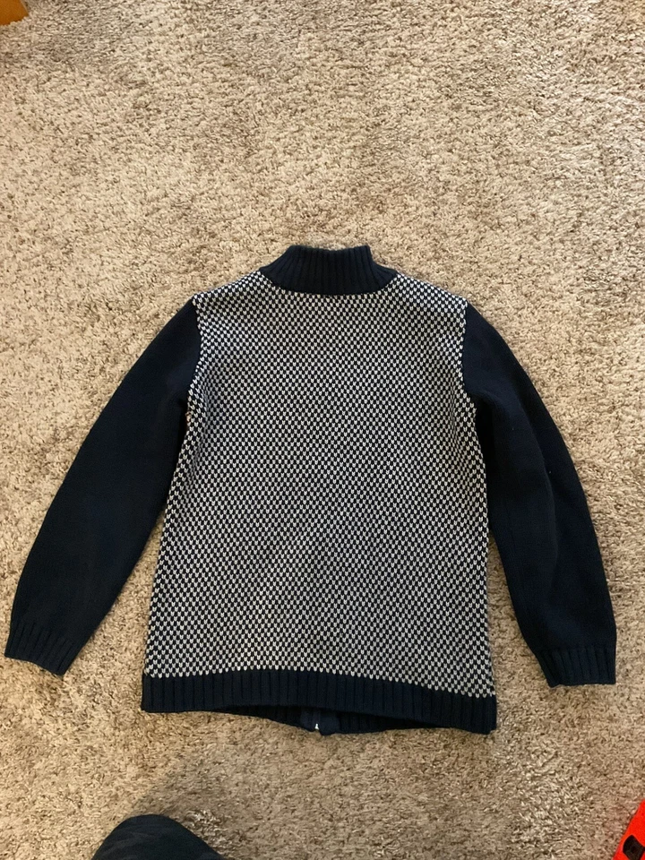 Cárdigan Suéter Cremallera Completa Tea Collection Boys Fair Isle Azul Marino Rojo Blanco XL 12 Foto 4 de 4