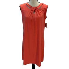 Ellen Tracy Sleeveless Cut Out Knot Neck Mini Dress - Coral Pink - size XSmall