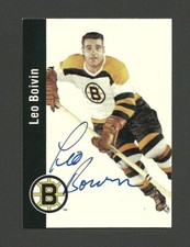 Leo Boivin Boston Bruins 1994 Parkhurst Missing Link Signed Hockey Card Auto