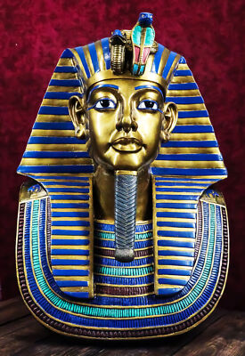 Large 18.75''H Ancient Egyptian King Tut Bust Statue Burial Mask Nemes Figurine