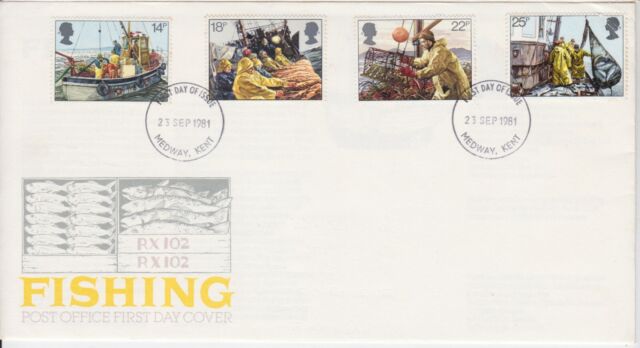 UNADDRESSED GB ROYAL MAIL FDC 1981 FISHING STAMP SET MEDWAY PMK UNADDRESSED GB ROYAL MAIL FDC 1981 FISHING STAMP SET MEDWAY PMK