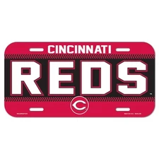 CINCINNATI REDS 6"x12" OFFICIAL LOGO LICENSE PLATE CAR NEW WINCRAFT 👀