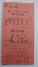 1987 Hastings to Brighton Railway Station BR return ticket