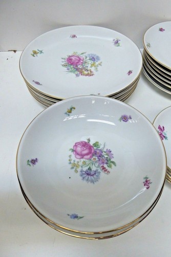 FURSTENBERG PORCELAIN CHINA DINNER SET 35 PIECE FLORAL HANDPAINTED FLOWERS - Picture 2 of 9