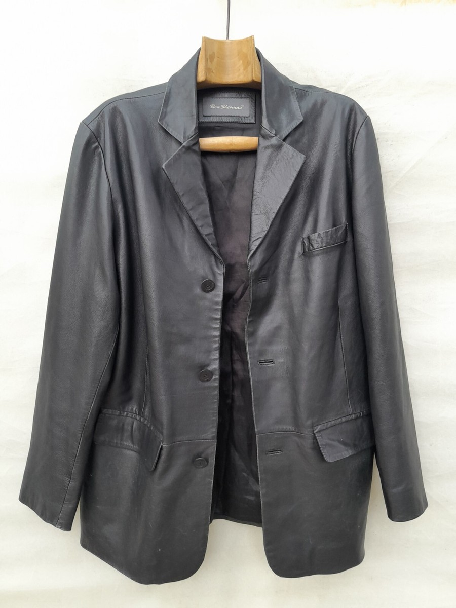 Vintage Ben Sherman Leather Jacket Men's Large Black Mods Vintage Ben Sherman Leather Jacket Men's Large Black Mods