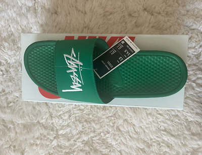 Nike x Stussy Bensassi Slides Green/Sail Size 13 New with Nike x Stussy Bensassi Slides Green/Sail Size 13 New with