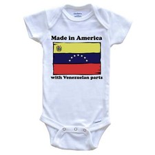 Made In America With Venezuelan Parts Funny Venezuela Flag Baby Bodysuit