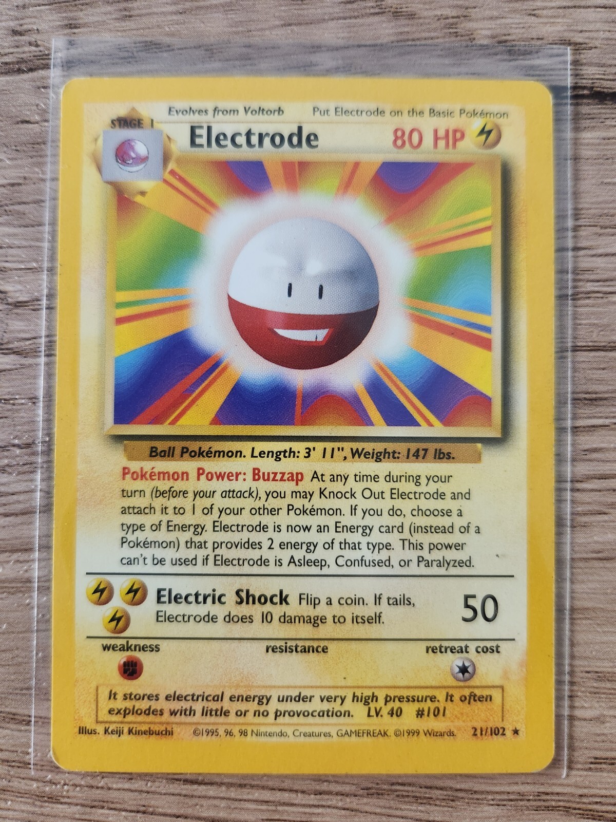 ELECTRODE Pokemon Base Set 21/102 Rare Unlimited Edition 1999 WOTC Near Mint