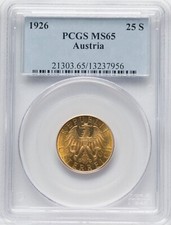 Austria - 1926 Republic 25 Schilling - PCGS MS65 - RARE SO CHOICE ONLY ONE FINER