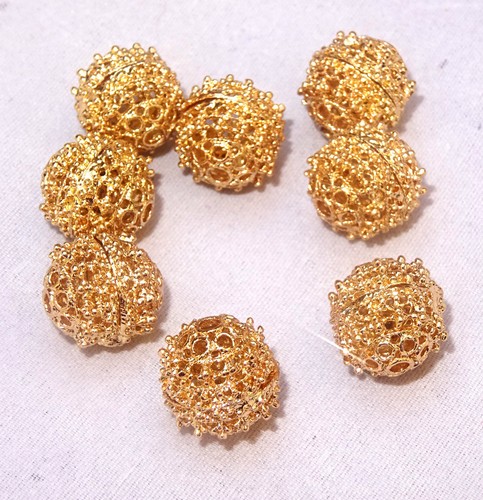 Quality Gold Silver Big Balls round Spacer Beads African Jewelry Bold Findings - Picture 3 of 12