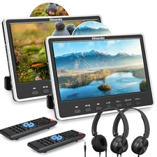 2X12" Car Headrest DVD Players Monitor Car TV Region Free HDMI USB SD Headsets