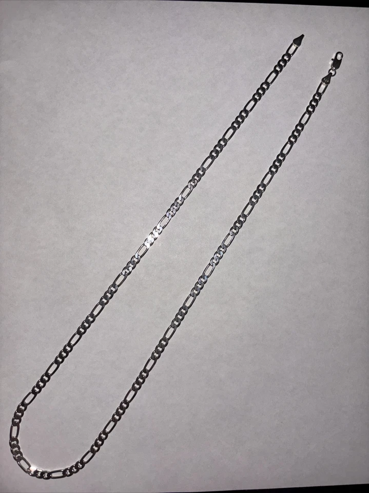 Cadena o collar sólido Figaro de plata esterlina real 925 Italia 5,5 mm 24 pulgadas Foto 2 de 4