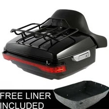 King Trunk Backrest Pad Brake Tail Light Fit For Harley Touring Road Glide 14-25