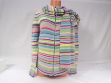 Vintage Field Gear Cardigan Sweater & Matching Scarf Women Small Pastels Zip B25