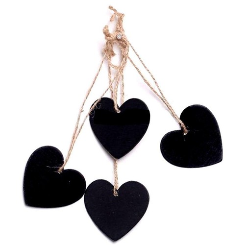10x Mini Heart Shaped Chalk Message Memo Board Blackboard Hanging Xmas Tag - Picture 7 of 8