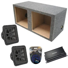 Kicker 45L7R122 12" 1200W 2 Ohm Dual Square Sub Box W/CX1200.1 Amplifier Kit