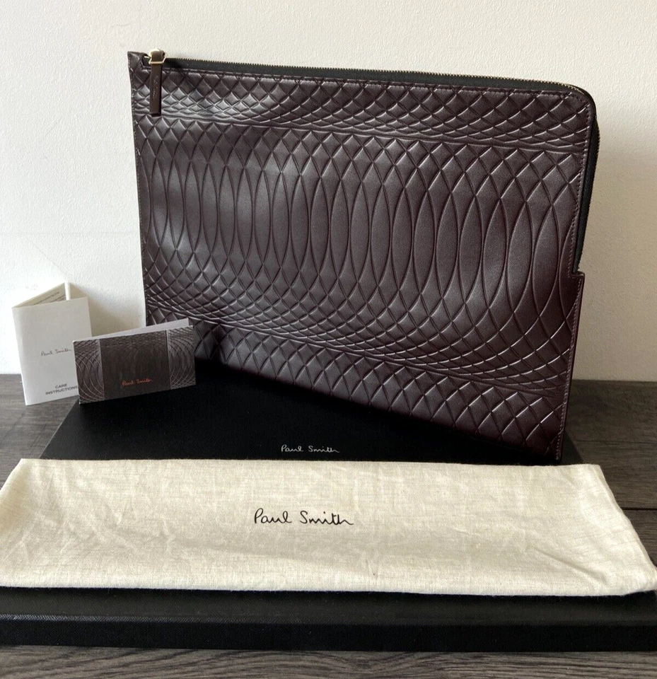 Paul Smith Prune Cuir NO.9 à Document Étui Folio au Détail 675€ Fabriqué Espagne