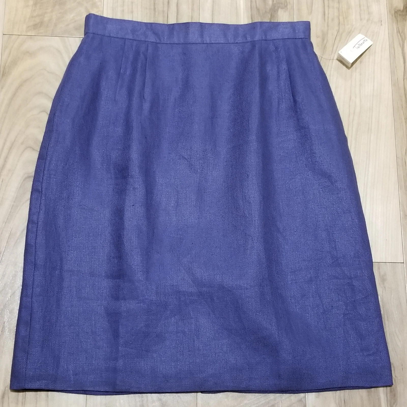 Nwt Talbots Irish Linen Skirt Sz 10 Womens Blue Lined Knee Length Pencil New $78