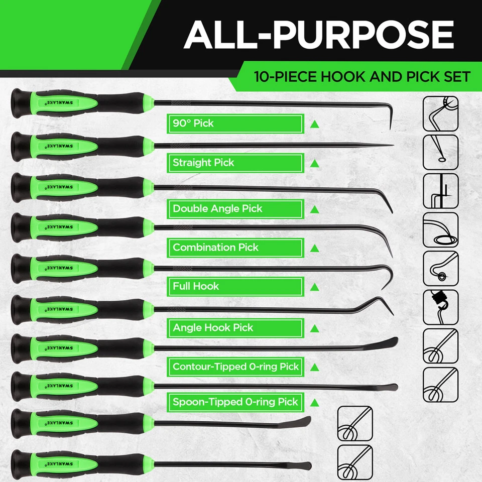 Juego de 10 ganchos de selección de ganchos de junta tórica para sello de aceite automático para automóvil extractor de herramientas bolsa de almacenamiento Foto 3 de 4