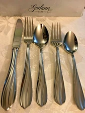 Gorham Stainless New 5 Piece Place Setting Flora Frost Knives Forks Spoons